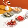 Transparent Fruit Plate Golden Edge Stackable Snacks Serving Platter Unbreakable Round Salad Dessert Dinner Plate Dining Room Supplies