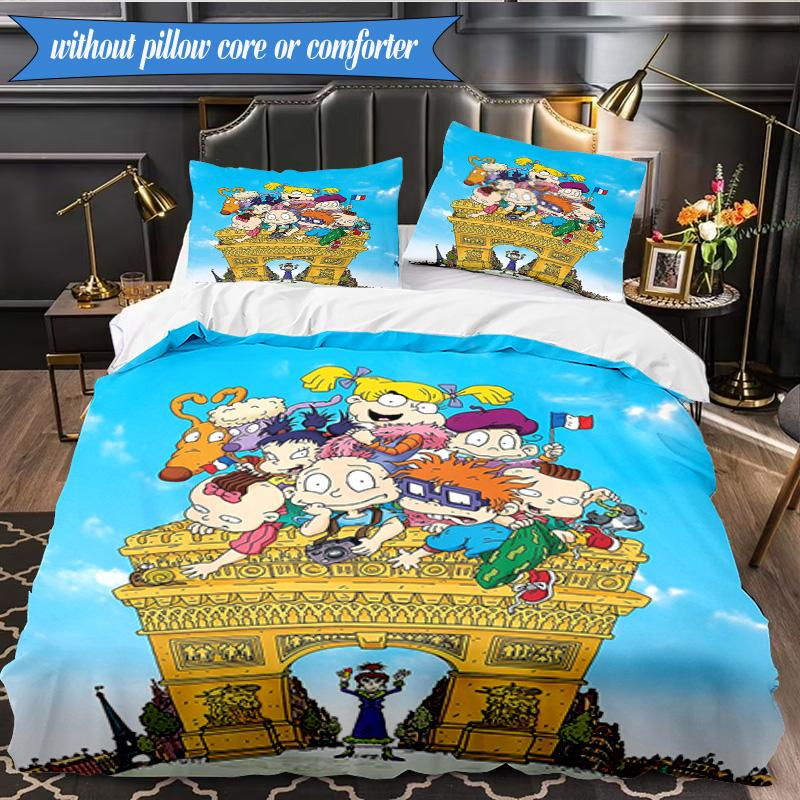 Rugr-ats: Urban Adventure 3pcs K-pop music group Bedding set,Ideal for Bedroom, Dormitory,Including Duvet Cover And 2pcs Pillowcases,Fan gifts