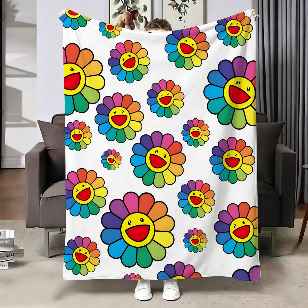 Artist T-Takashi M-Murakami Throw Soft Warm Flannel Blanket, Multi-use Throw for Bed Sofa Office, Air Conditioning Nap Blanket