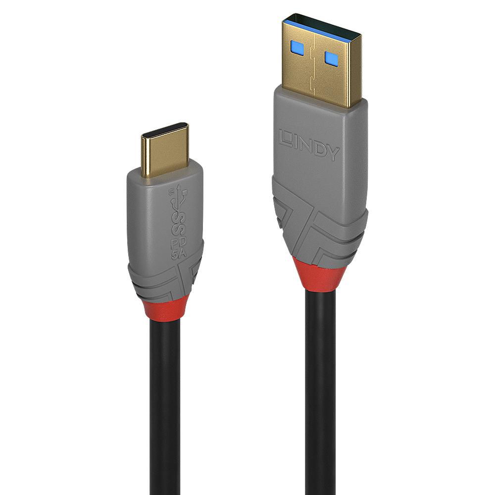 Lindy USB 2.0 Cable Type A to B 0.5m Anthra Line RAX111, 36671