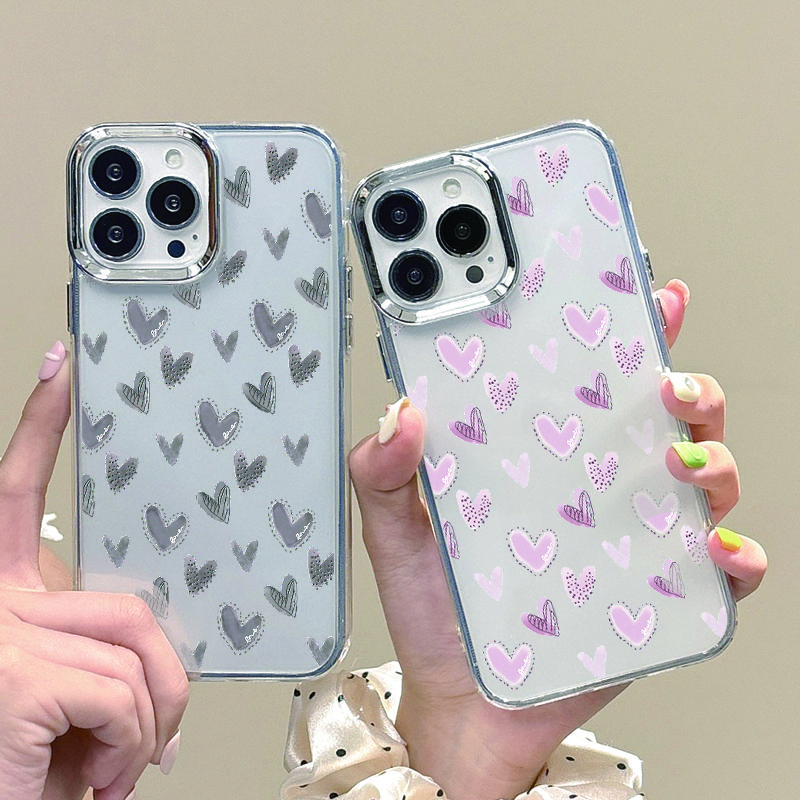 Милый маленький принт в виде сердечек для iPhone 16, 15 Pro Max, 14, 13, 12 Pro, 11, защитный прозрачный противоударный чехол для телефона