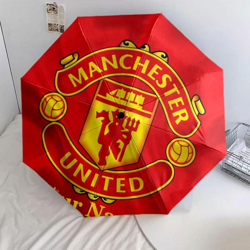 1 PC Automatic Folding Umbrella - Manchester United F Custom Name Pattern, Portable & Foldable Design with 8 Ribs, Christmas Birthday Gifts