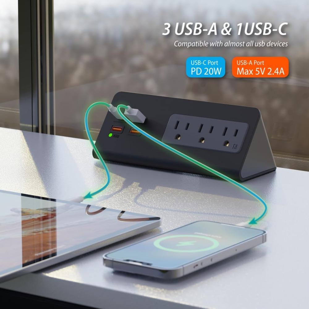 2 Meter Extension Cord Desk Clamp Power Strip PD 20W Power Outlets New Outlet Socket Office Home