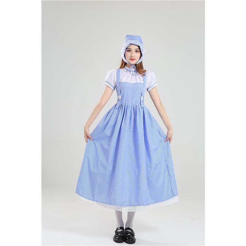 День защиты детей Волшебник страны Оз Дороти Платье принцессы Костюм Клетчатое Платье горничной Пасторальное Сценическое платье