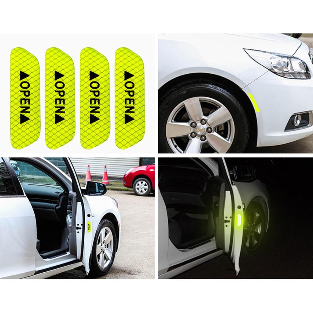 YIDELI Car Reflective Stickers Reflective Stickers, Set of 4 Aopen Anti-collision Warning Stickers, Car