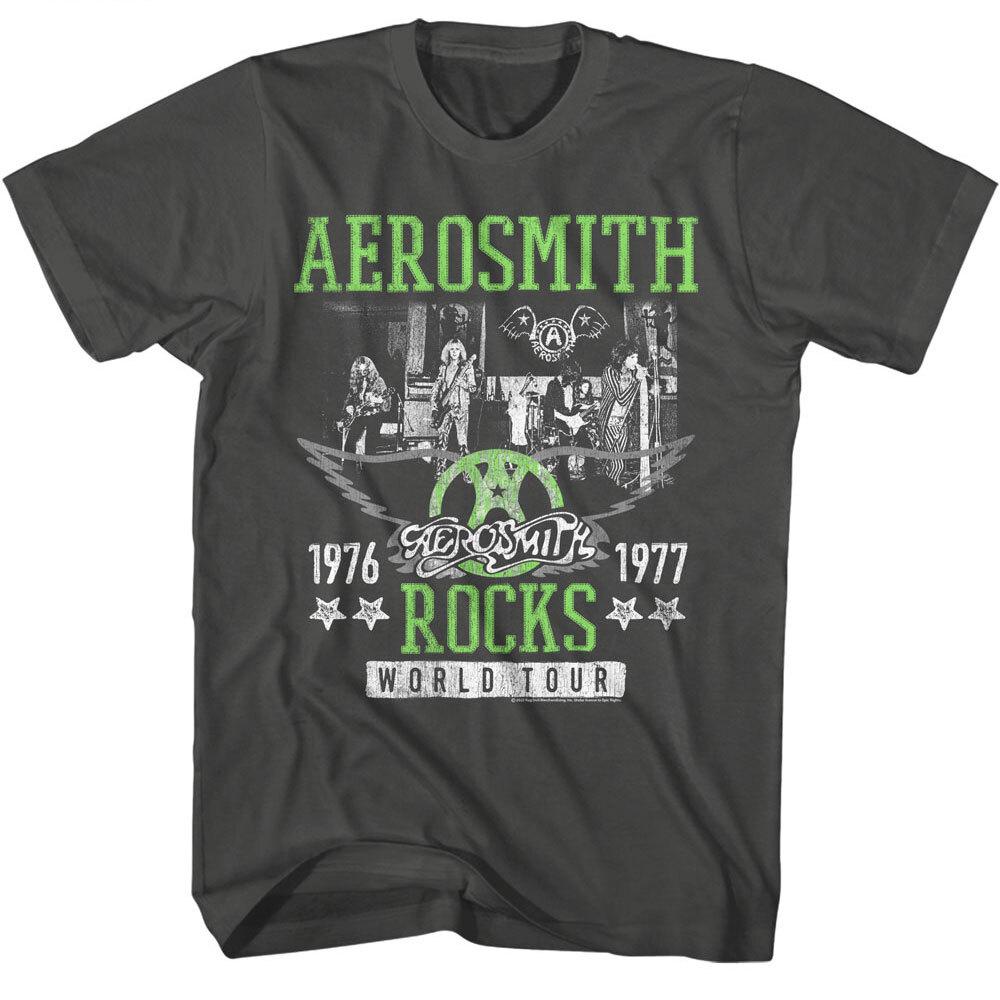Футболка Aerosmith Мужская039;s 19761977 Rocks Мировой Тур Хэви-метал Музыка SM2XL Унисекс Футболка Футболка с Принтом