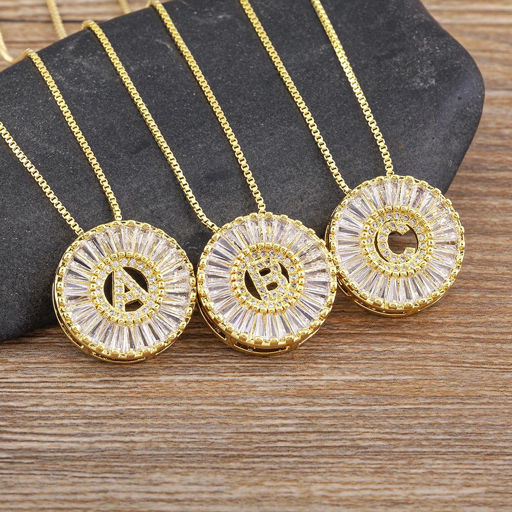 Nidin Name Initials A-Z 26 Zircon Letters Necklace Gold Color Alphabet Clavicle Chain Choker For Women Pendant Collar Jewelry