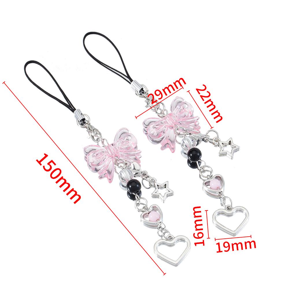 Y2K Phone Charm Bow Heart Star Keychain Pendant Kawaii Key Chain Bag Goth Phone Chain Cute Accessory For Girls Women Jewelry DIY