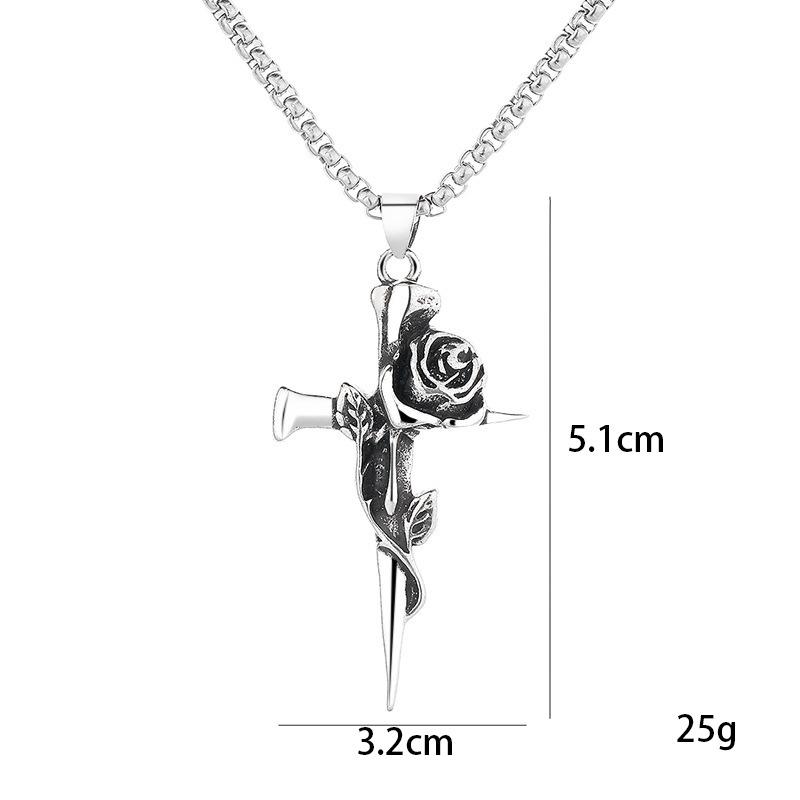Самодельное ожерелье Guochao Hip-Hop Retro Rose из титановой стали, мужские аксессуары для индивидуальности, кулон Tide Brand