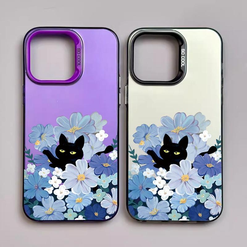 Чехол Cat Flower для iPhone 16 Samsung A55 A35 A34 S24 FE Xiaomi Redmi Note 13 Pro 14C Huawei Honor 200 противоударный бампер для телефона с защитой от царапин