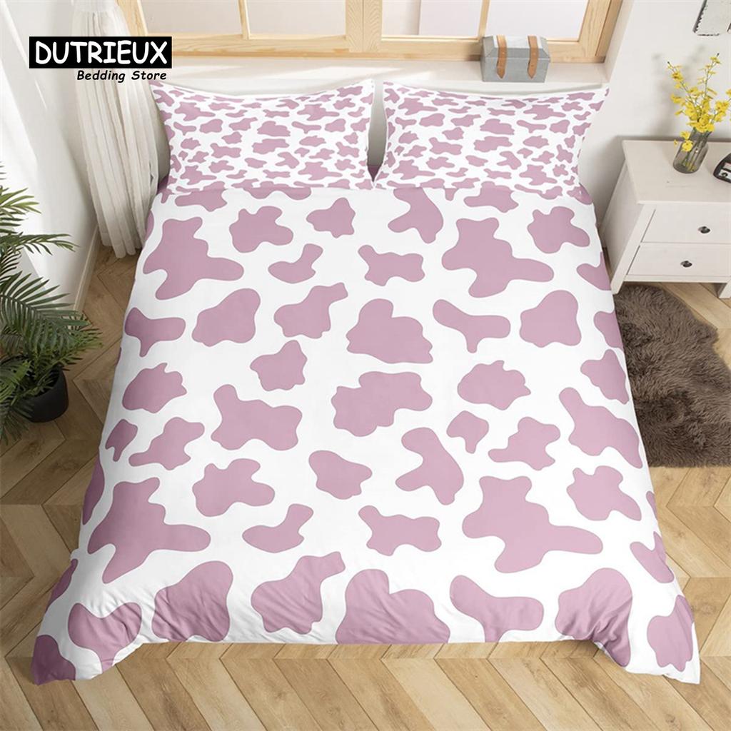 Пододеяльник из коровьей шкуры, Постельный комплект с принтом молочной коровы, Микрофибра, Западный, Шкура сельскохозяйственного животного, Покрывало, Полный, Для мальчиков, девочек, Кавайная комната