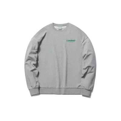 Li Ning Sports Fashion Series Printed Loose Sports Pullover Round Neck Sweatshirt Men Sweatshirt Gray AWDR577-8