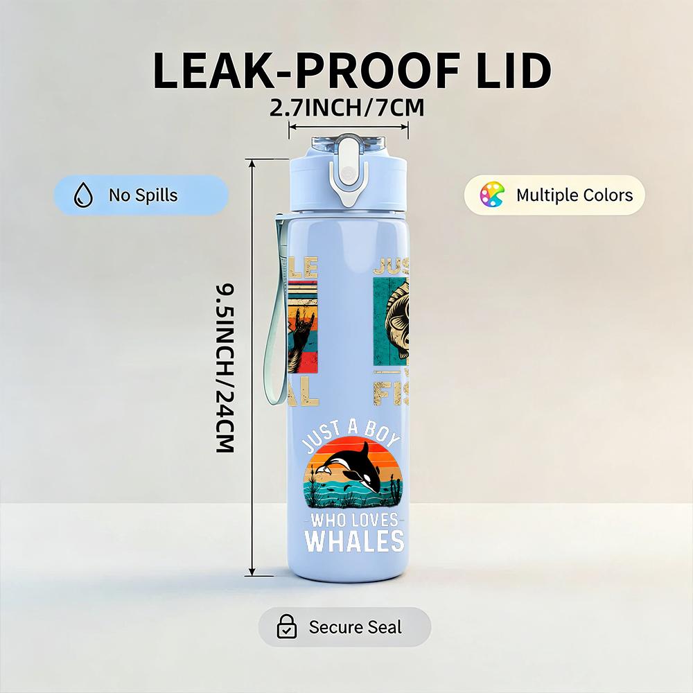 1PC A Little Feral Fishing Dual Layout 750ml Color Plastic Water Bottle Leakproof Flip Straw Lid For Sports Office Home Use