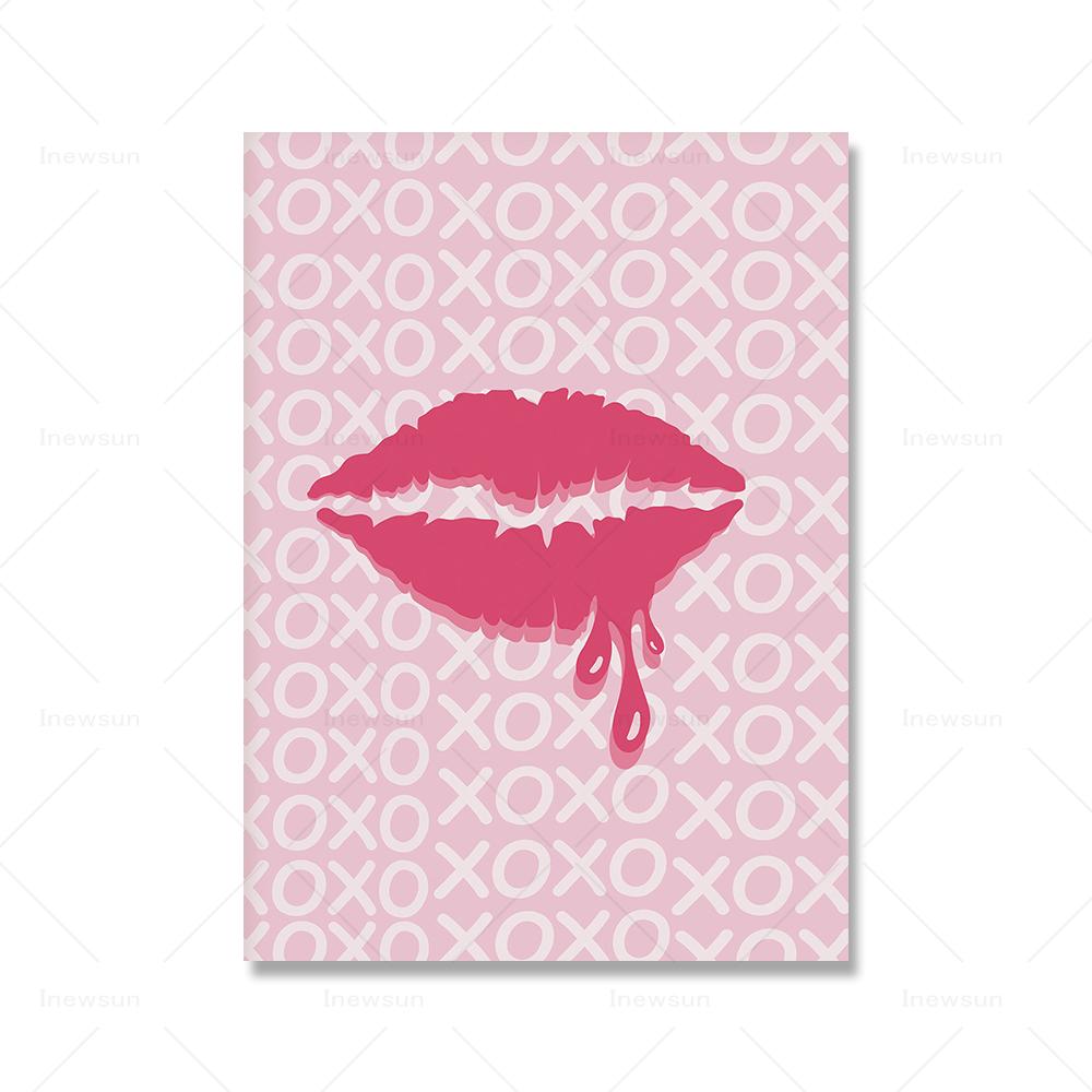 Розовый Preppy Wall Art Girl Bed Room Decor Ярко-розовый Холст Картина Общежитие Preppy Posters Nordic Funky Home Decoration