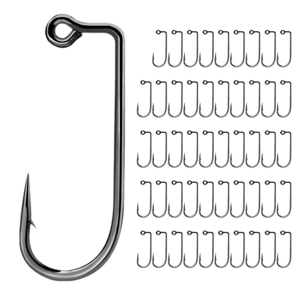 50Pcs 90 Degree Jig Hook Aberdeen Jig Hook Barbarian Hook Long Shank Forged Jig Hook High Carbon Steel Fishing Jig Hook