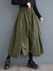 Solid Color Casual A-line Elastic Waist Mid-calf Skirt ZYY1064