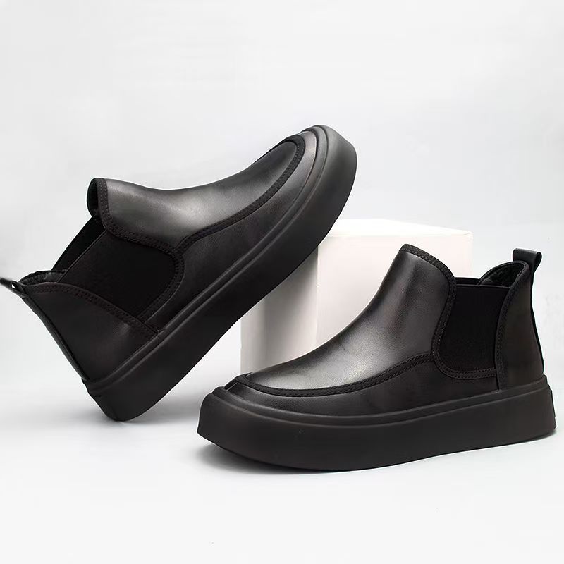 Модная Элегантная Обувь Мужская Высокие Кеды Удобные Мужские Ботинки Челси Повседневные Кожаные Ботильоны Формальная Обувь Мягкие Слипоны Боты