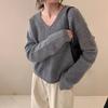 Women's V-neck Pullover Sweater Autumn and Winter New Loose Knit Sweater for Women
