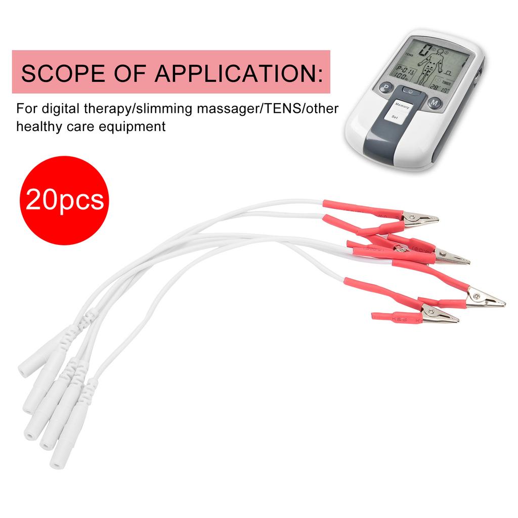 20 шт / пакет Кабель-провод с зажимом для электродов для ТЭНС-аппарата, физиотерапевтического аппарата