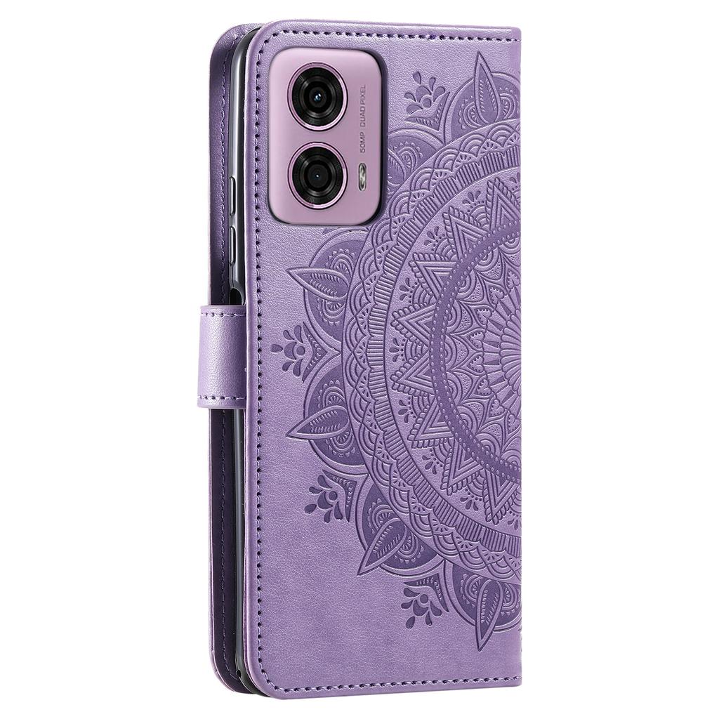 For Motorola Moto E14 4G/G04 4G/G04s 4G/G24 4G Case PU Leather Mandala Pattern Wallet Flip Cover