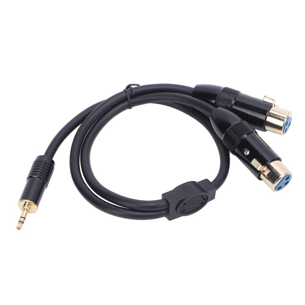1/8in Jack 3.5mm for TRS Male To Dual XLR Female Cable Active Speaker Connection Cable Speakers