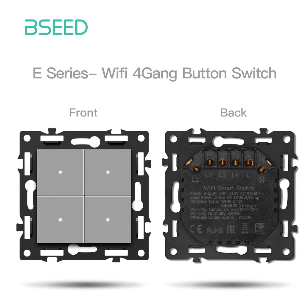 Модули переключателей BSEED WIFI Click Switch, детали для умных выключателей света, белая стеклянная рамка, комбинированные настенные розетки для самостоятельной сборки, USB-зарядный ключ, серия E.