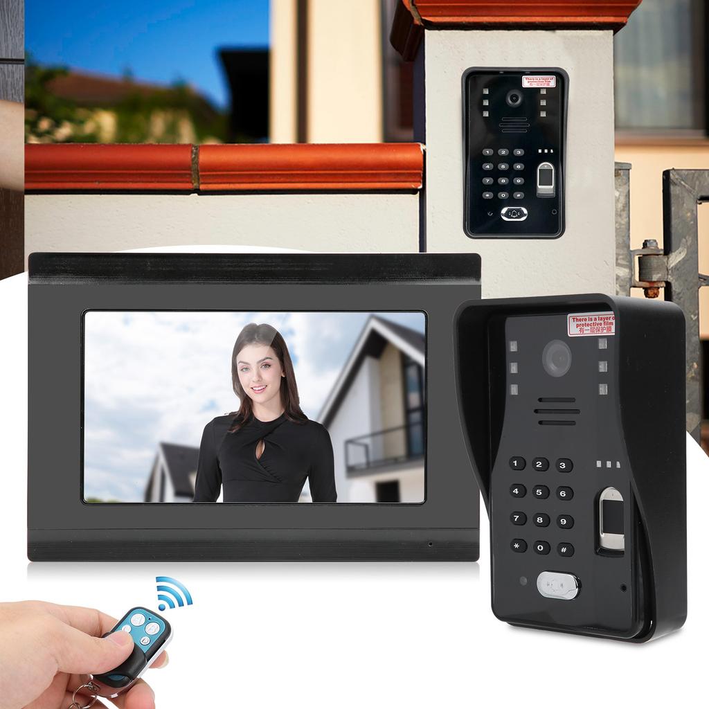 7-дюймовый видеодомофон безопасности проводной Wi-Fi отпечаток пальца пароль IC карта удаленная разблокировка ночное видение