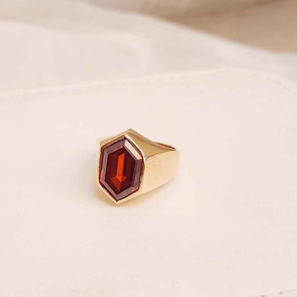 Almandine Garnet 925 Sterling Silver Yellow Gold Fill Ring Jewelry, Birthstone Gift Ring Jewelry