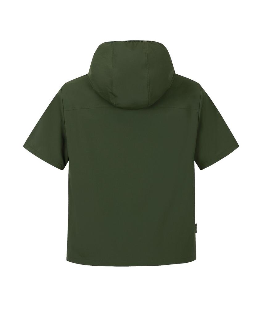 DISCOVERY EXPEDITION Uni Freshvent Lightweight Woven Training Short Sleeve Hooded Anorak (D/Khaki)