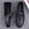 Genuine Leather Slip On Mens Loafers Crocodile Pattern Casual Shoes Designer Mocasines Hot Sale Man Driving Shoes Walking Flats