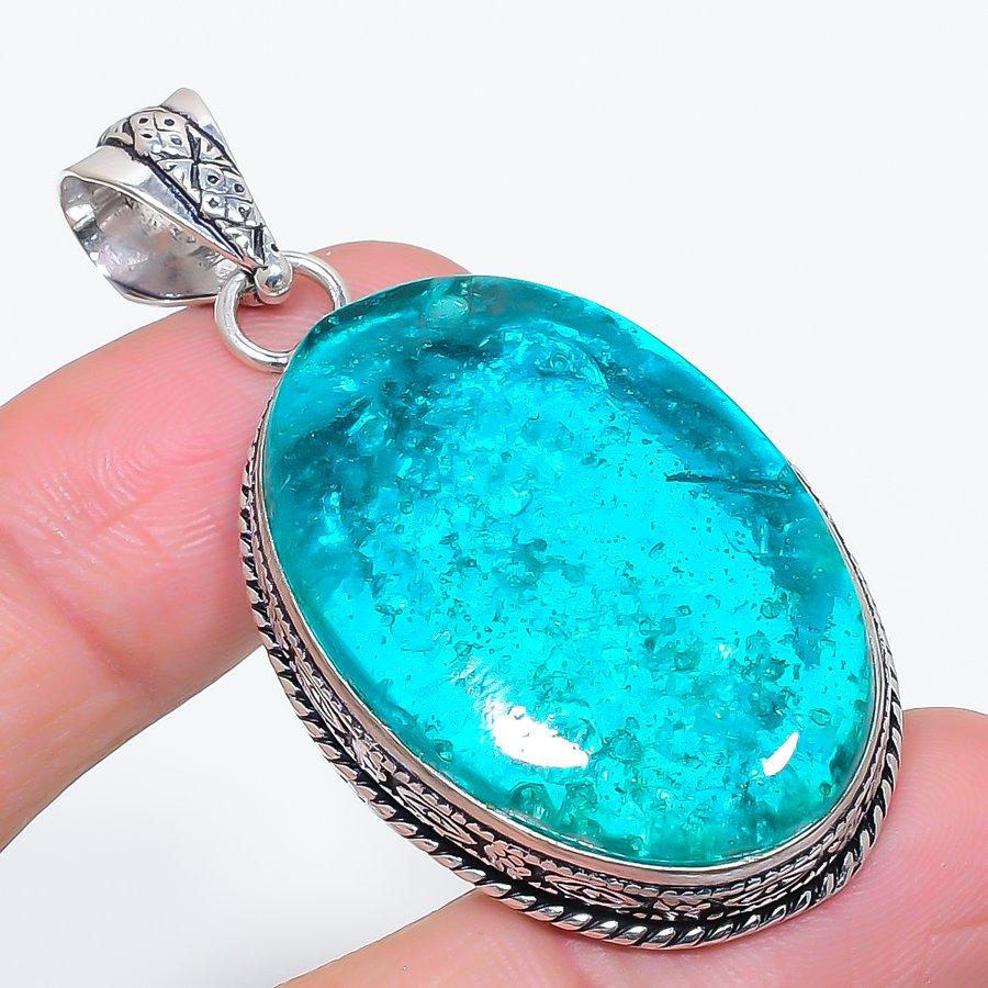 Natural Green Triplet Opal 925 Sterling Silver Jewelry Pendant 2.29" W9c18