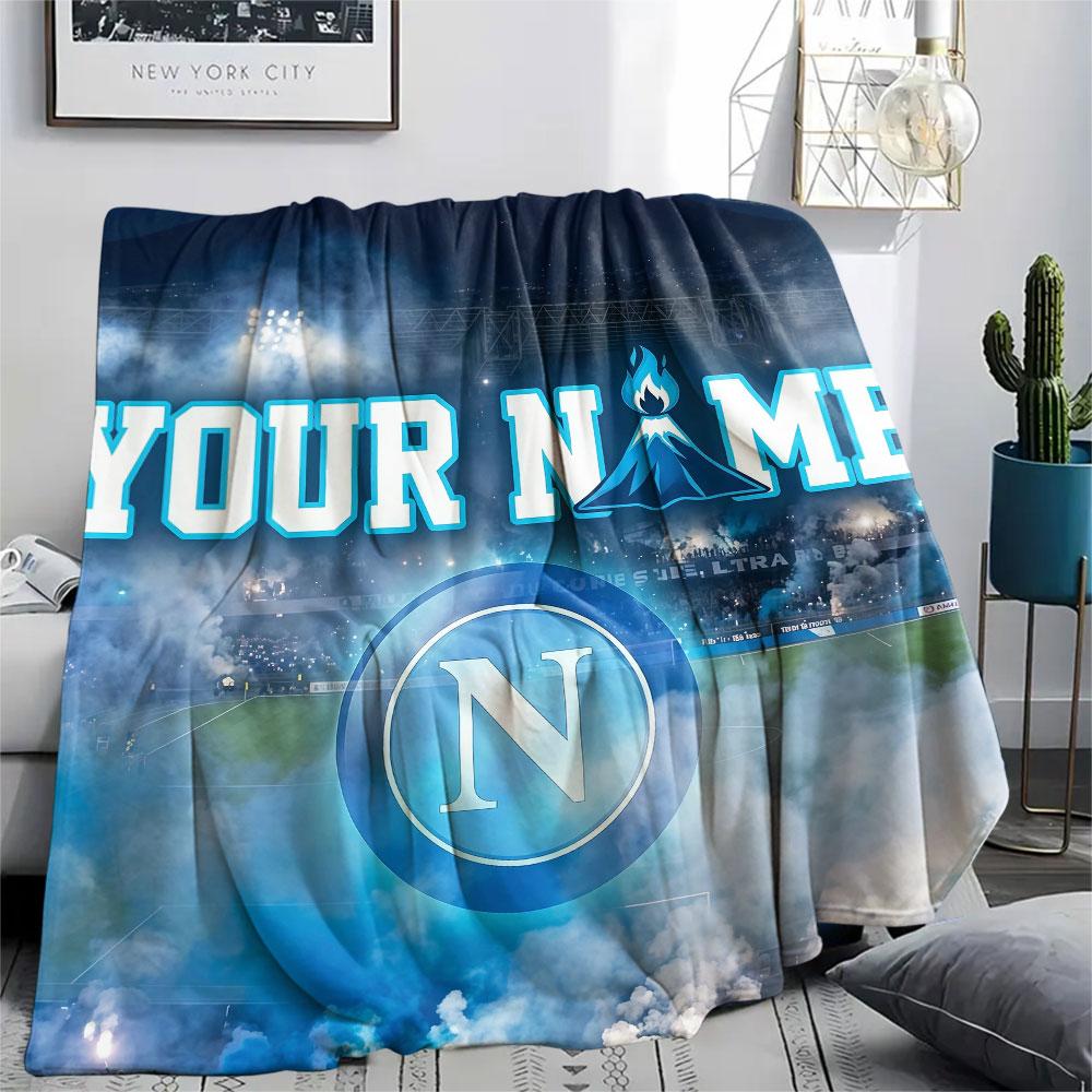 Custom Name,SSC Napoli Printed Flannel Blanket, soft throw for bedroom sofa, washable, Christmas present, great gift.