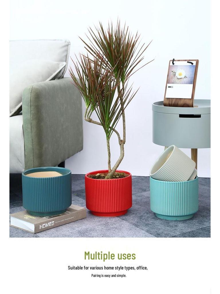 Керамический горшок для орхидей - Белая легкая роскошь, Минималистичный скандинавский дизайн для гостиной