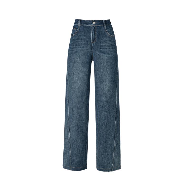 Женские джинсы Zhengzhou с высокой талией, свободные, прямого кроя - Повседневная осенняя мода