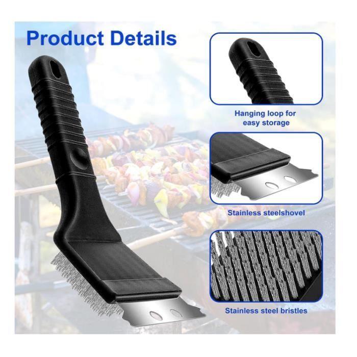 Barbecue Cleaning Brush - 3 Pieces - Stainless Steel - 3 In 1 - Rustproof - Durable