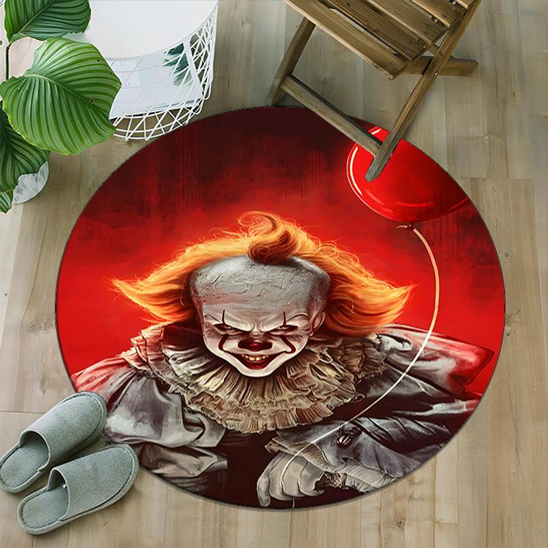 1pc Pennywise2 Print Round Carpet Chair Round Carpet Suitable for Bedroom Living Room Home Decorative Carpet