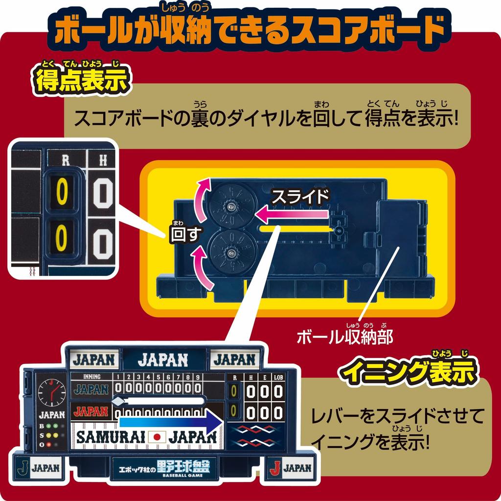 Epoch Baseball Board Game, 3D Ace Standard, Samurai Japan, Japan National Team Version, ST Mark Certified, Ages 5 and Up, Toy Game, 2 Players