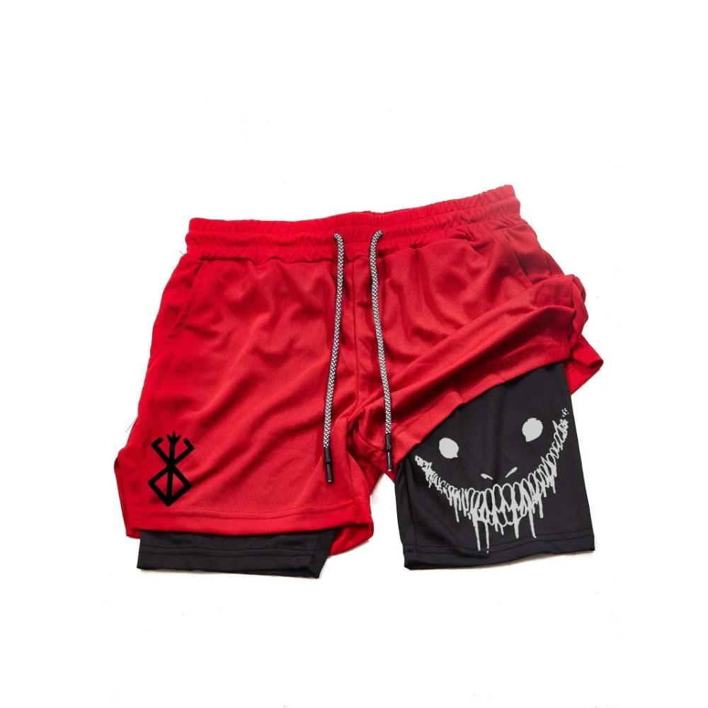 Мужские спортивные шорты 2 в 1, быстросохнущие шорты для бега, занятий в спортзале и фитнеса, двухслойные