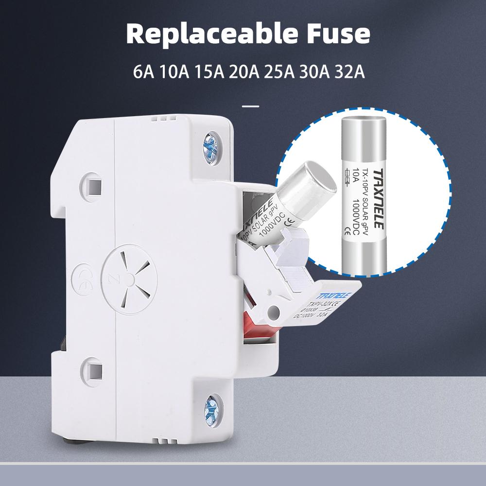 Солнечные DC Предохранители 1000V PV Фотовольтаические 6A 10A 15A 20A 25A 30A  DC Основание Держателя Предохранителя для Солнечной Системы Защита от Короткого Замыкания gpV