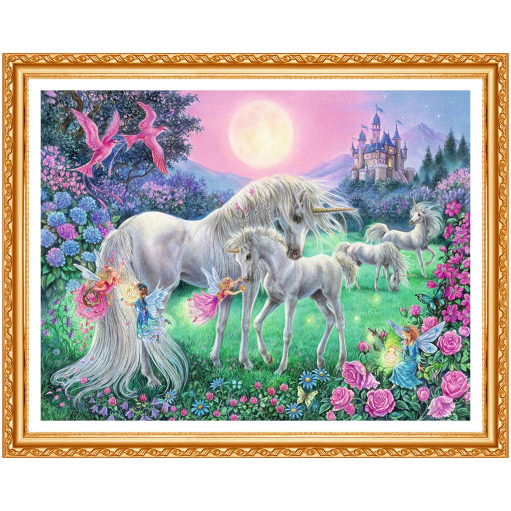 5d Diamond Painting Cross Stitch Embroidery Crystal Unicorn Castle Full Round Diamond Pictures