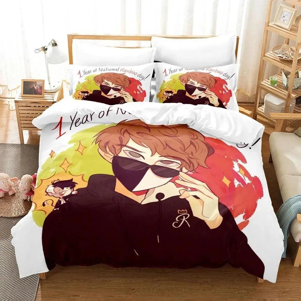 Комплект постельного белья с 3D-принтом в стиле аниме «Ранбу», пододеяльник, одеяло, наволочка, размер «king-size» для мальчиков и девочек, для взрослых