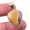 Natural Mookaite Gemstone 925 Solid Sterling Silver Two Tone Pendant 1.25" L5c90
