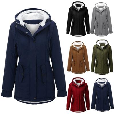 Женское модное пальто с хлопковой подкладкой Пальто из овечьей шерсти с хлопковой подкладкой и флисовым капюшоном