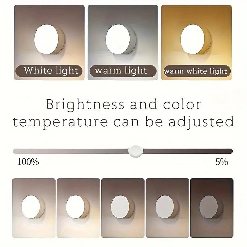 3 шт. Светодиодные ночники 3 цвета USB перезаряжаемые кнопочные магнитное крепление аварийное освещение прикроватная тумбочка свет для шкафа