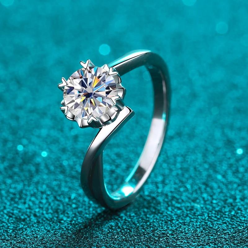 РУЧКА 1 карат D Цвет Муассанит Кольцо s925 Стерлингового Серебра 18 К Белое Золото Вечное Кольцо Свадебные Обручальные Кольца Для Женщин