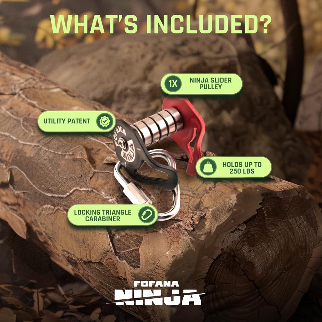 Fofana Ninja Slider Slackline Pulley Turn Your Slackline Into a Ninja Warrior Obstacle Course Patented Design – Zipline. –