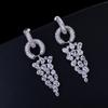 WWJ Long Dangling Drop Cluster Multicolor Zircon Women Earrings