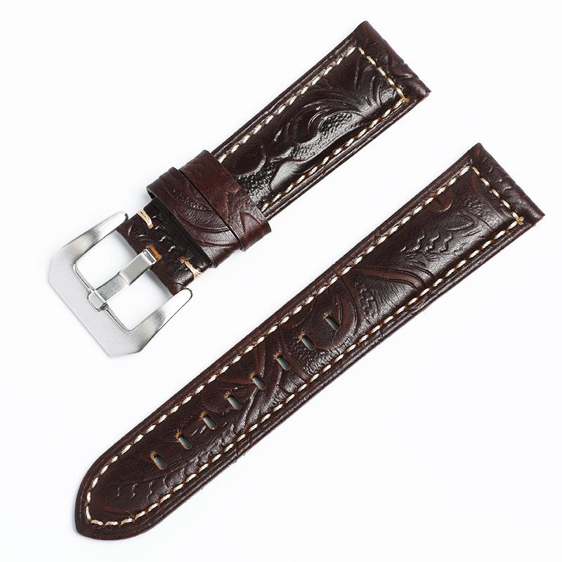 Винтажный ремешок для часов из натуральной кожи Crazy Horse 22 мм, тисненый верхний слой коровьей кожи, спортивный ремешок для Panerai