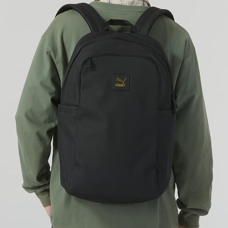 New PUMA Artificial Leather Laminated Fabric Backpack Medium Size Unisex Black 090252-01
