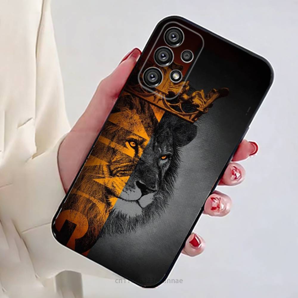 Чехол для телефона с рисунком льва для Samsung Galaxy A13, 21s, 22, 31, 32, 52, 53, 71, 80, A91, мягкий черный корпус